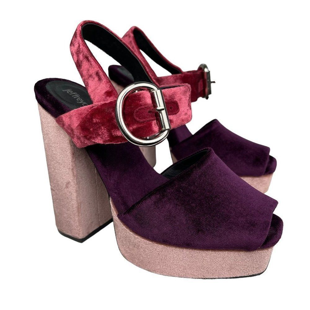 Jeffrey Campbell Mitra Velvet Colorblock Platform Heels